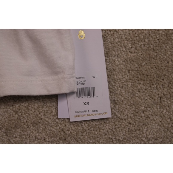 Spiritual Gangster Women's White Rays Callie Rainbow Stripe Cropped Top Size XS - Picture 3 of 8